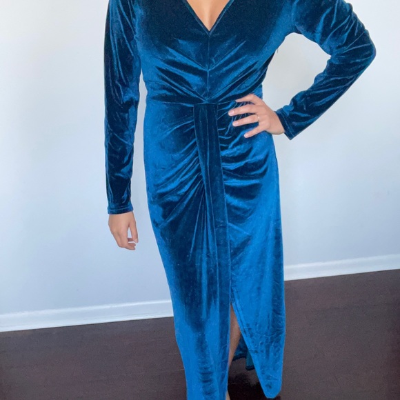 Blue Velvet Floor Length Dress | Color: Blue | Size: M | Mortonsalt24's Closet